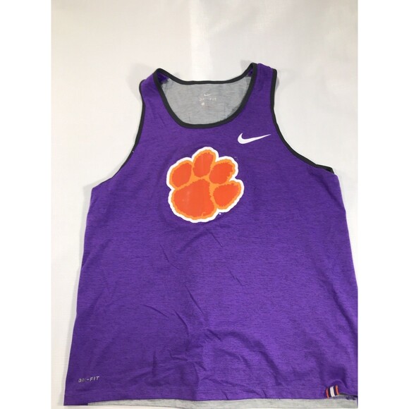 Clemson Tigers Nike Dri-Fit Sleeveless Shirt Men's L Large Purple Orange Paw - Picture 1 of 4
